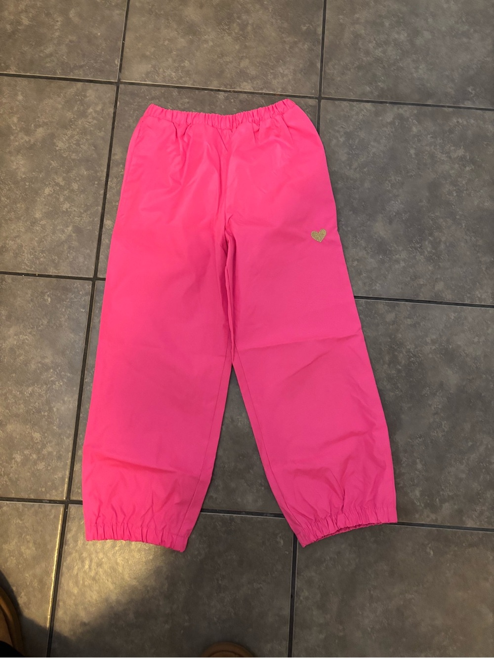 OshKosh B'gosh Bright Pink Elastic-Waist rain pants with Heart Detail